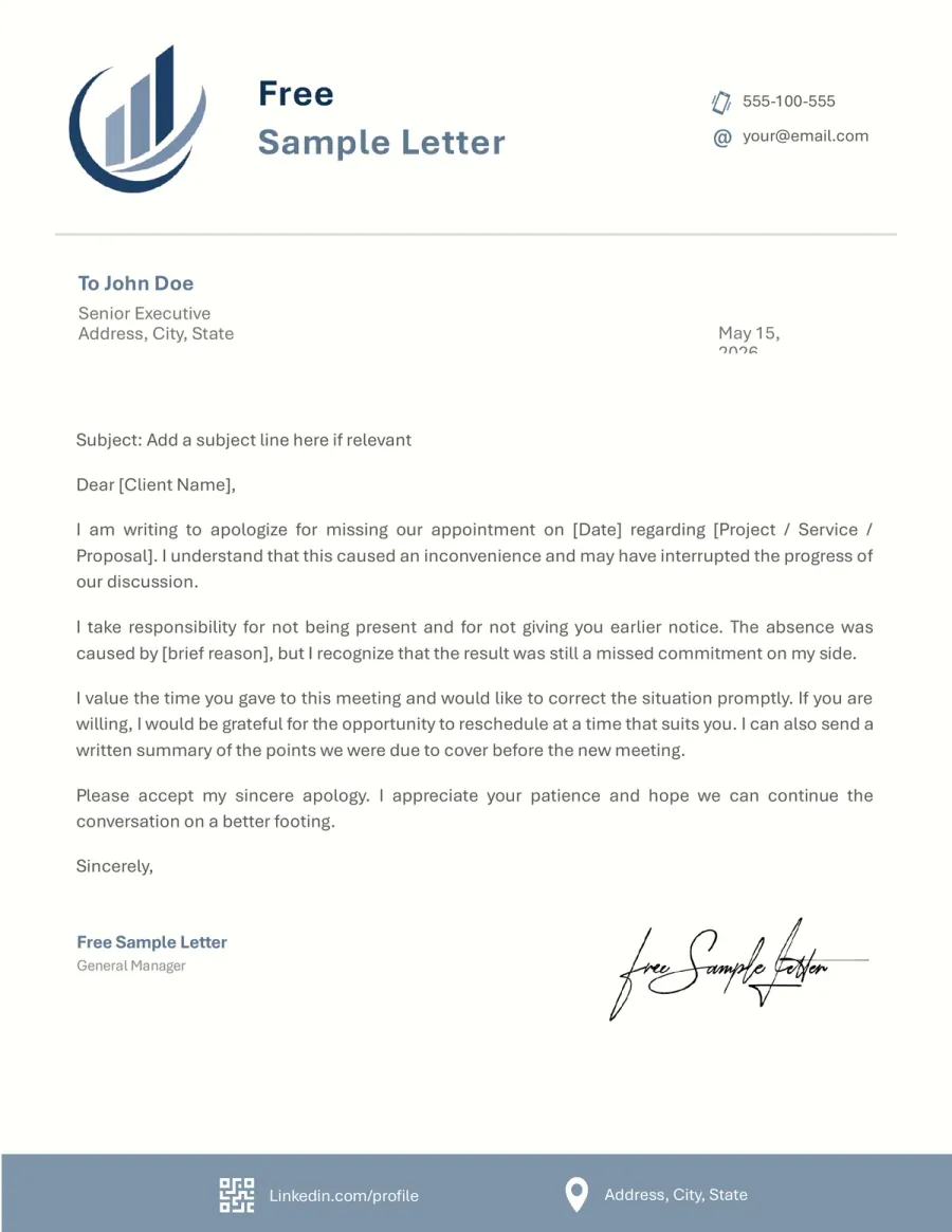 Preview of the executive business letterhead Word template